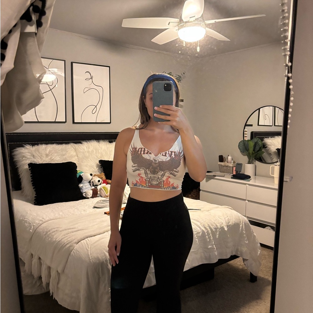 Princess Polly Cream Graphic Crop Top